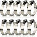 10x Adjustable Hose Clamps 304 Stainless Steel 51mm Worm Drive Clips