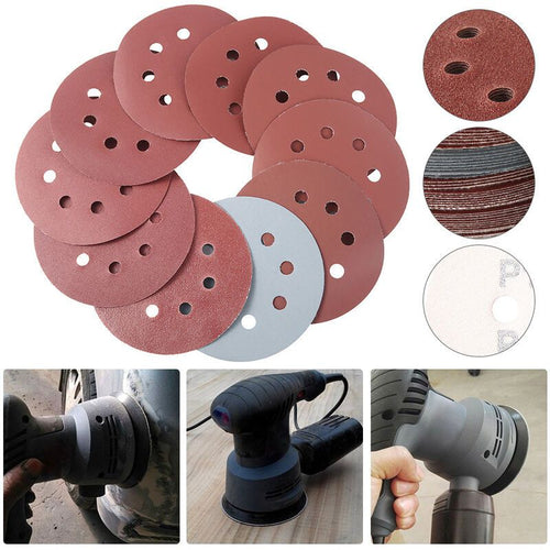100x Sanding Discs 125mm Mixed Grit 80-2000 Hook and Loop Sandpaper 5in