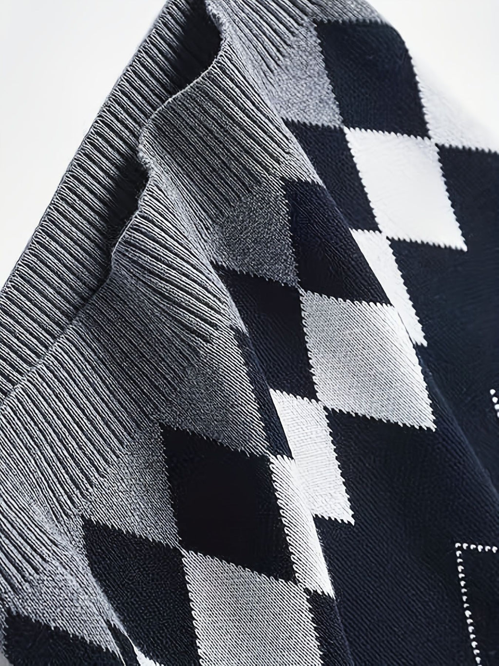 BX0004-NAVY 100% Cotton Kids V-Neck Argyle Sweater Vest, Boys and Girls School Uniform Knitwear, Navy Blue, Size 110