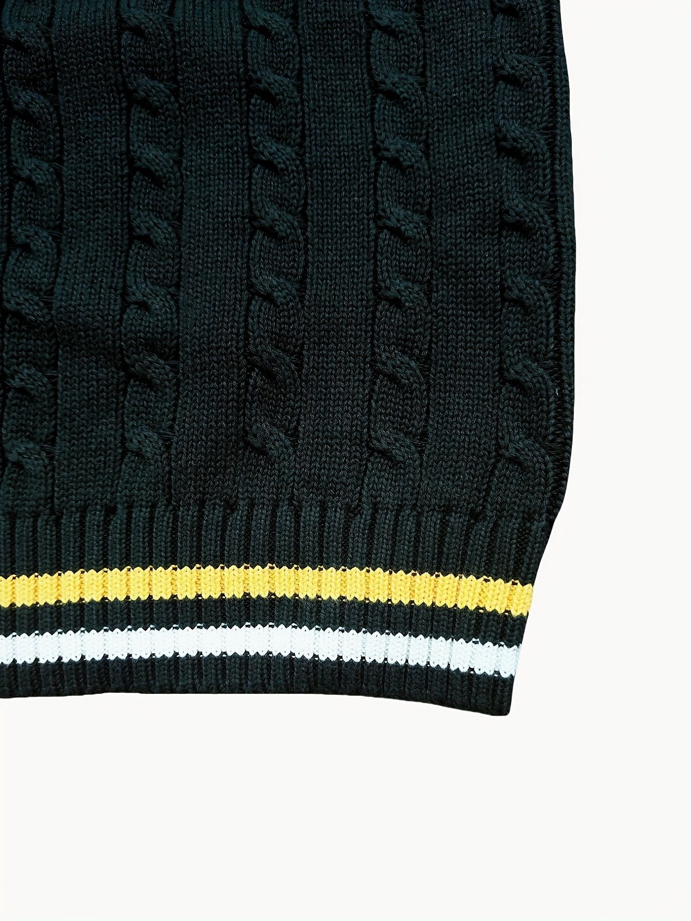 BX0009-DARK 100% Cotton Kids V-Neck Cable Knit Sweater Vest, Boys and Girls Knitwear, Dark Green, Size 110