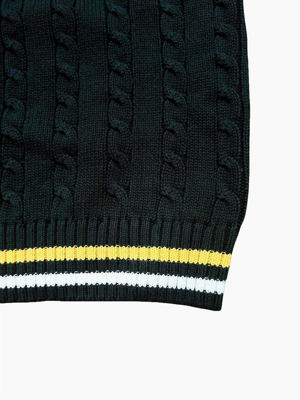 BX0009-DARK 100% Cotton Kids V-Neck Cable Knit Sweater Vest, Boys and Girls Knitwear, Dark Green, Size 165