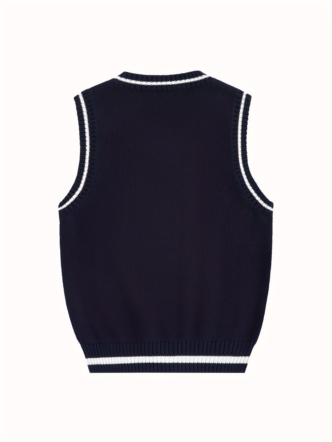 BX0013-LIGHT 100% Cotton Kids V-Neck Striped Sweater Vest, Boys and Girls Knitwear, Light Grey, Size 160