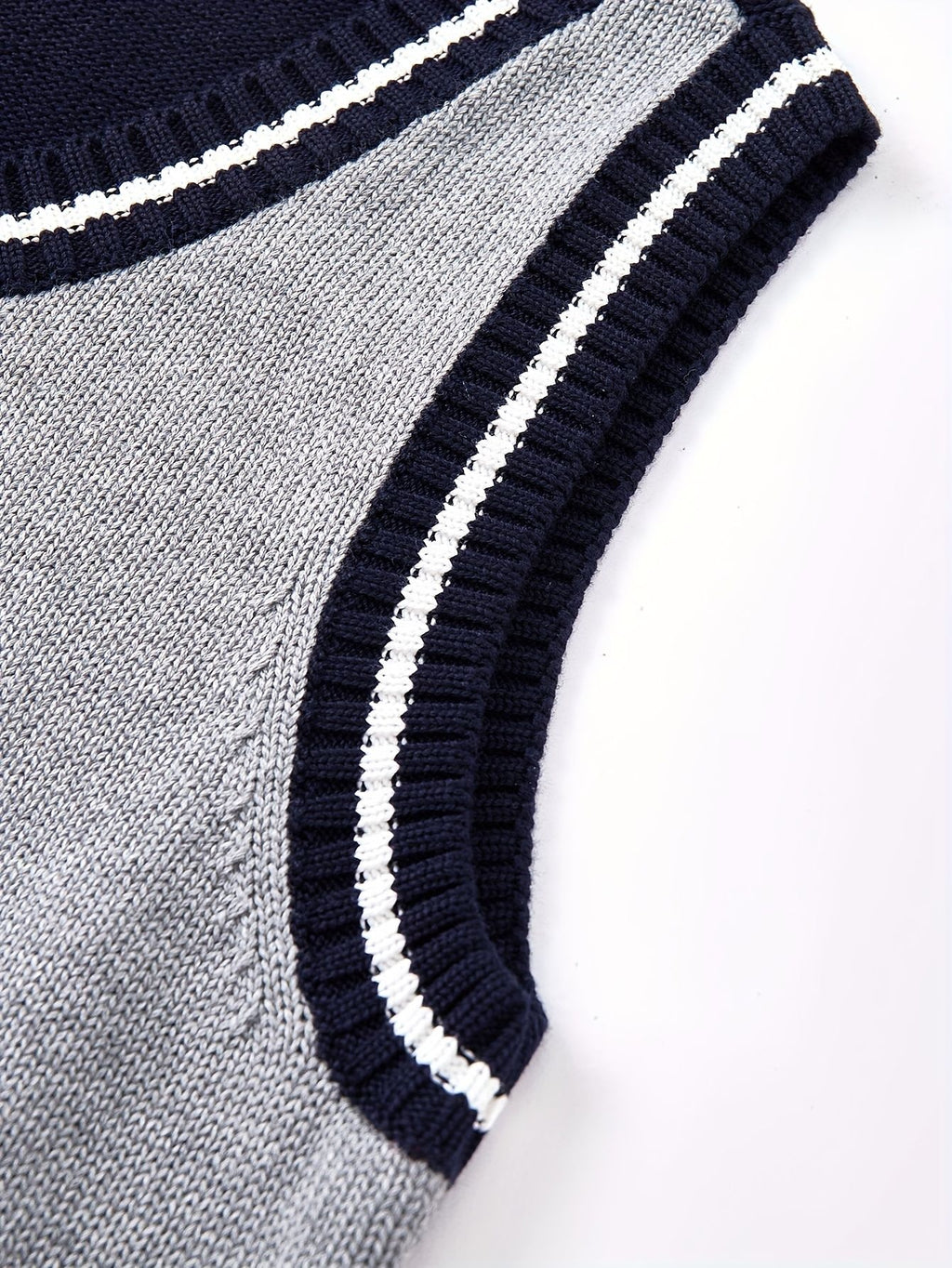 BX0013-LIGHT 100% Cotton Kids V-Neck Striped Sweater Vest, Boys and Girls Knitwear, Light Grey, Size 160