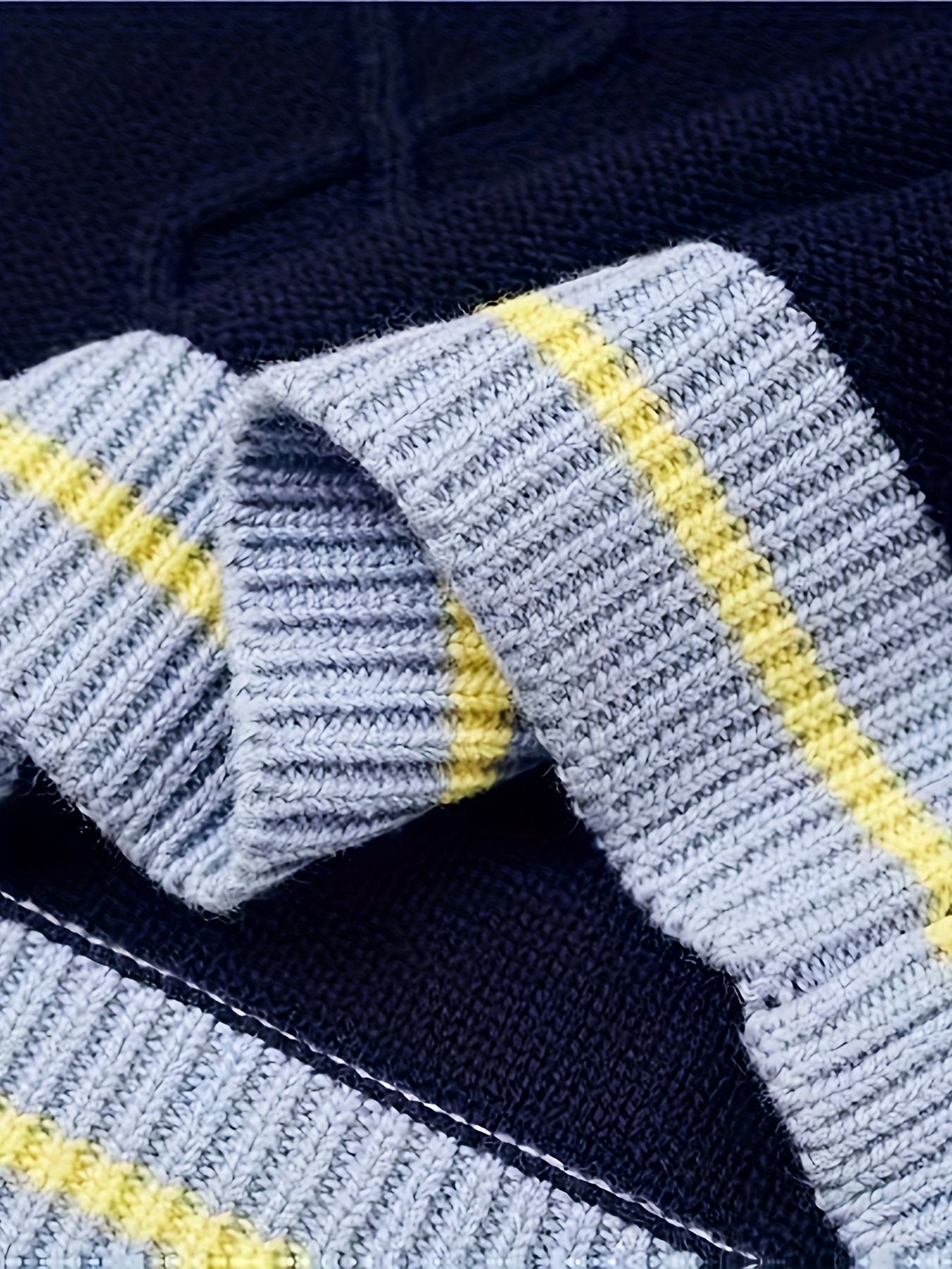 BX0026-NAVY 100% Cotton Kids V-Neck Striped Sweater Vest, Boys and Girls Knitwear, Navy Blue, Size 150