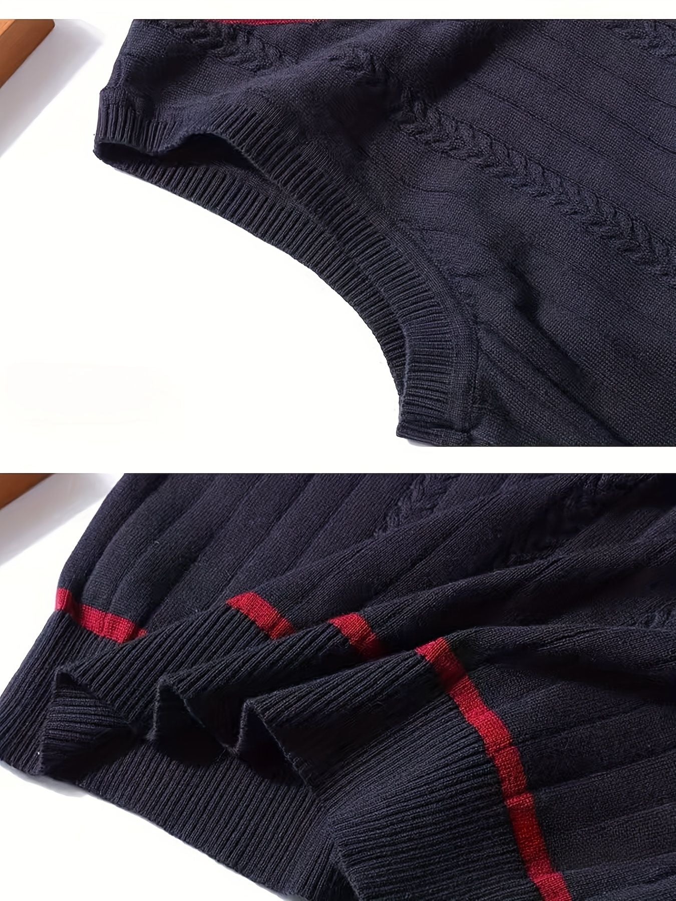 BX0037-NAVY 100% Cotton Kids V-Neck Striped Sweater Vest, Boys and Girls Knitwear, Navy Blue, Size 110