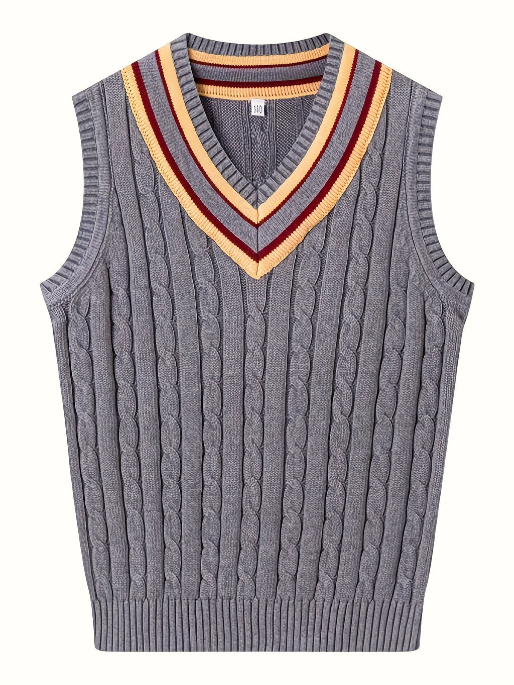 BX0038-DARK 100% Cotton Kids V-Neck Striped Sweater Vest, Boys and Girls Knitwear, Dark Grey, Size 110
