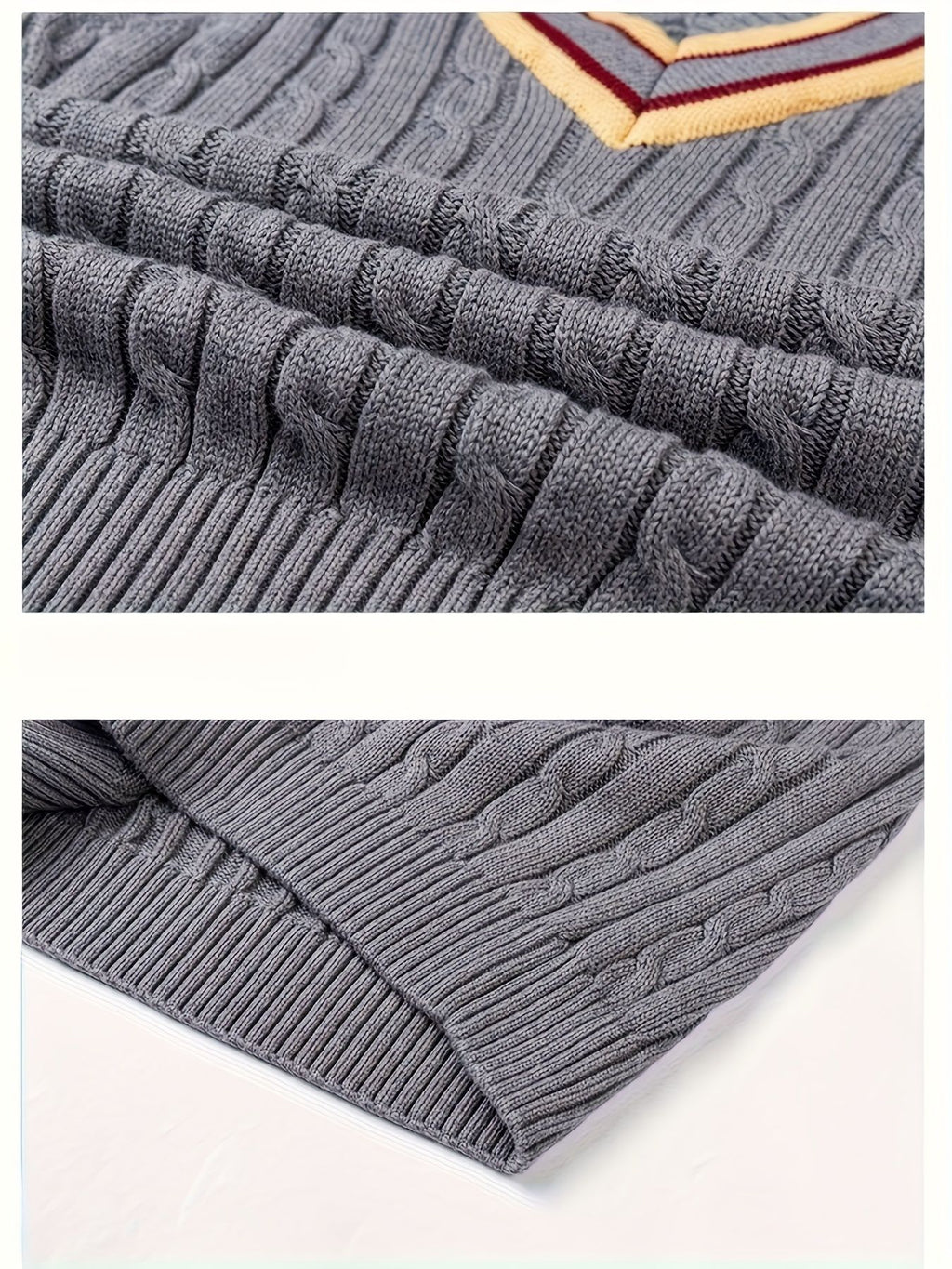 BX0038-DARK 100% Cotton Kids V-Neck Striped Sweater Vest, Boys and Girls Knitwear, Dark Grey, Size 110