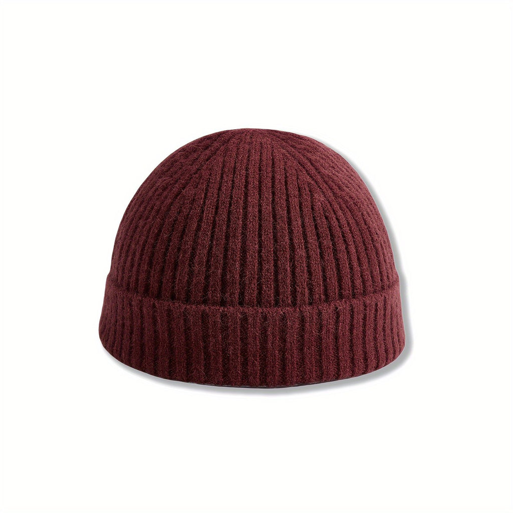 HTTWW 2-Pack Unisex Short Brim Knitted Beanie, Warm Winter Streetwear Hat