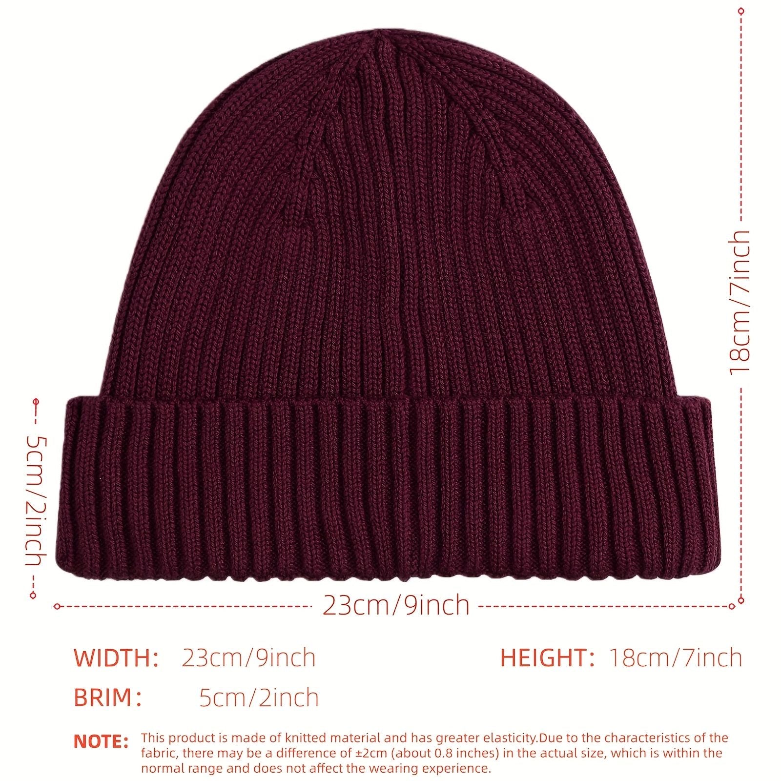 HTTWW 2-Pack Unisex Short Brim Knitted Beanie, Warm Winter Streetwear Hat
