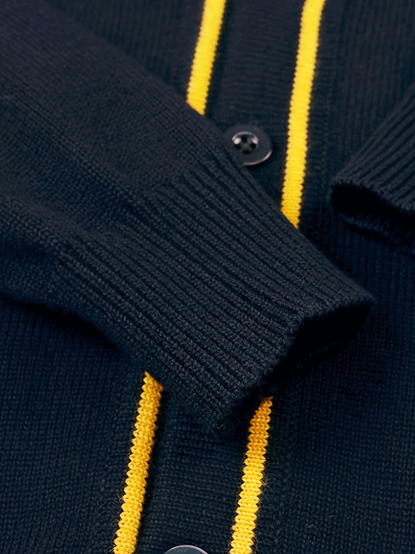 KS0007-NAVY 100% Cotton Kids V-Neck Long sleeve Button Cardigan, Boys and Girls School Uniform Knitwear, Navy Blue, Size 130