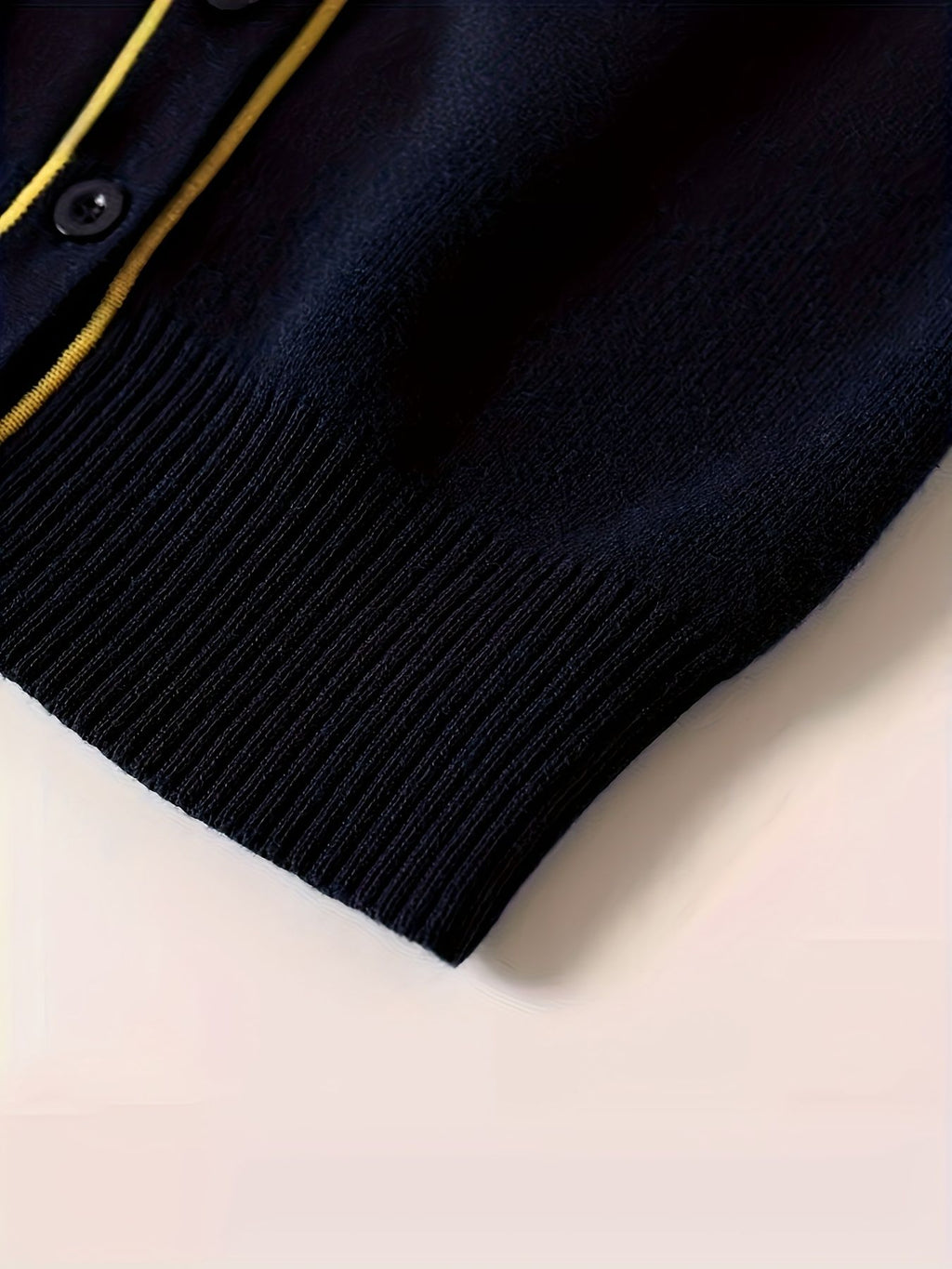 KS0007-NAVY 100% Cotton Kids V-Neck Long sleeve Button Cardigan, Boys and Girls School Uniform Knitwear, Navy Blue, Size 160
