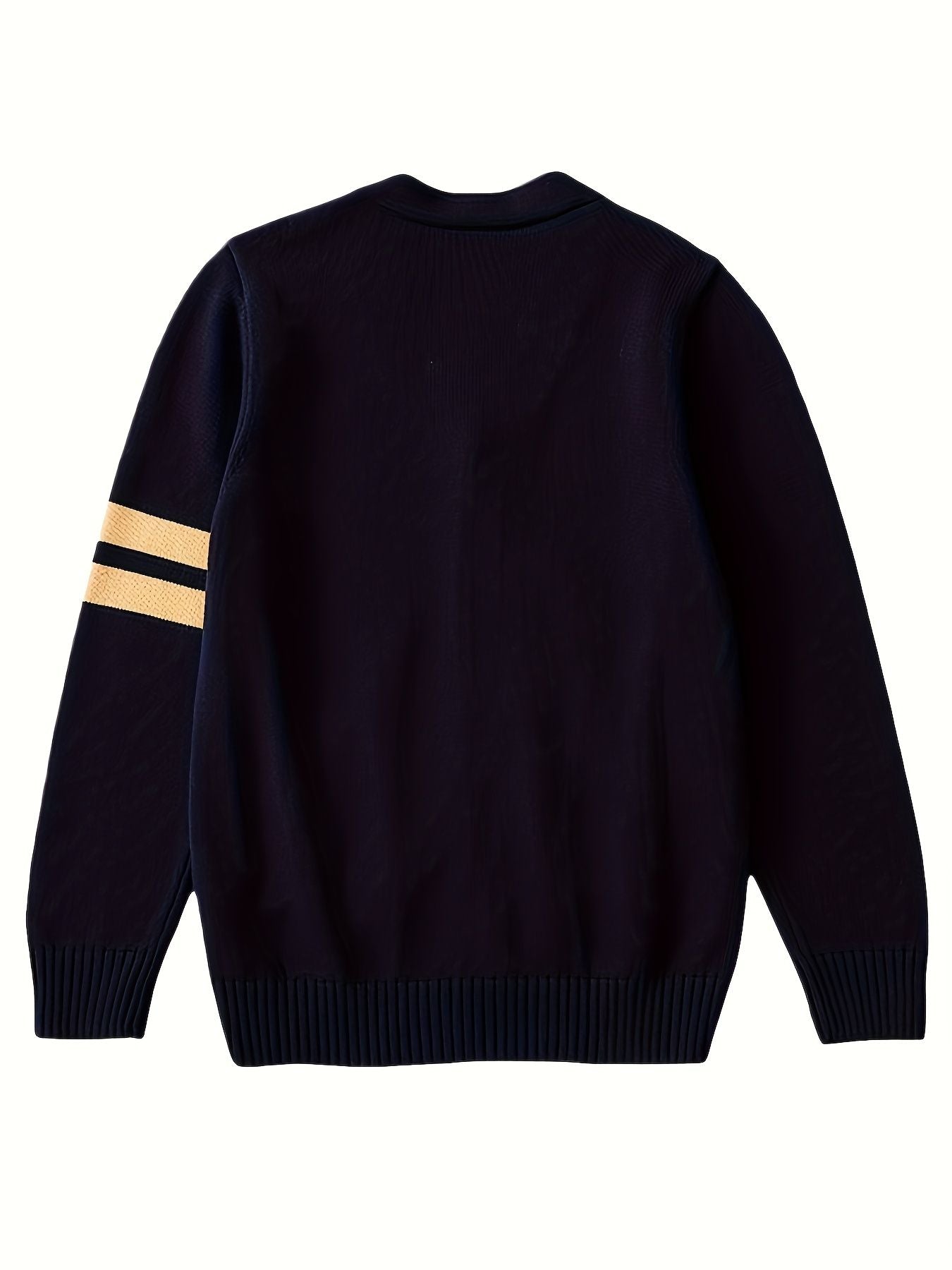KS0015-NAVY 100% Cotton Kids V-Neck Long sleeve Button Cardigan, Boys and Girls School Uniform Knitwear, Navy Blue, Size 110