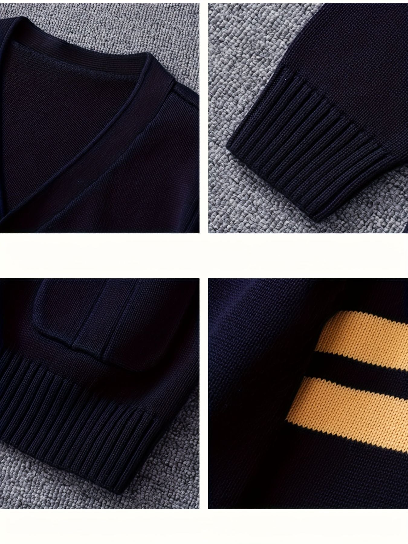 KS0015-NAVY 100% Cotton Kids V-Neck Long sleeve Button Cardigan, Boys and Girls School Uniform Knitwear, Navy Blue, Size 120