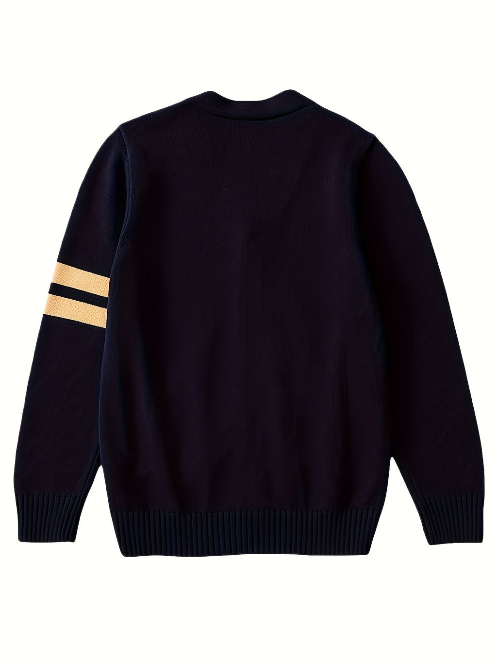 KS0015-NAVY 100% Cotton Kids V-Neck Long sleeve Button Cardigan, Boys and Girls School Uniform Knitwear, Navy Blue, Size 170