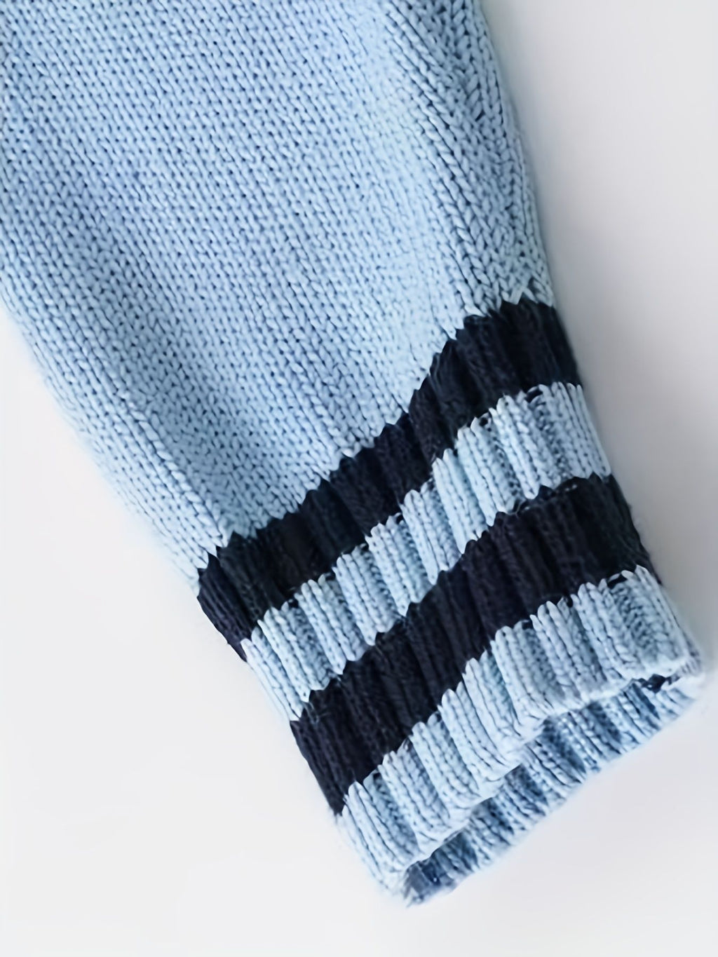 KS0017-LIGHT 100% Cotton Kids V-Neck Long sleeve Button Cardigan, Boys and Girls Knitwear, Light Blue, Size 120