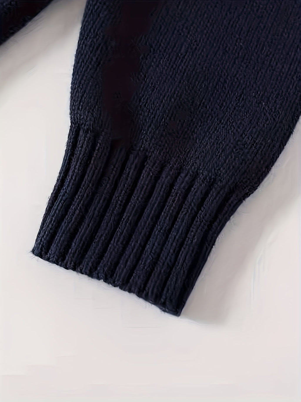 KS0019-NAVY 100% Cotton Kids V-Neck Long sleeve Button Cardigan, Boys and Girls Knitwear, Navy Blue, Size 165