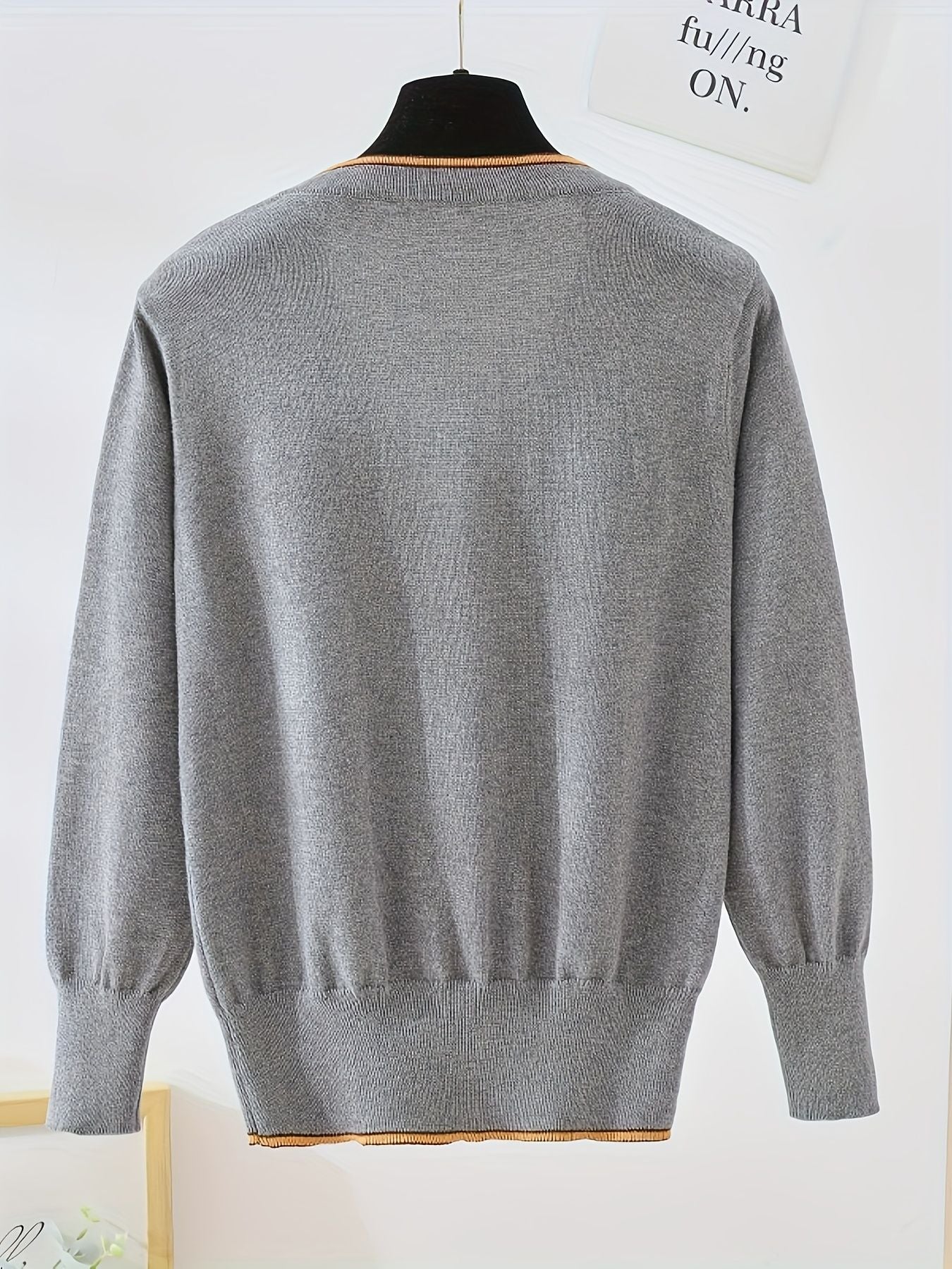 KS0022-DARK 100% Cotton Kids V-Neck Long sleeve Button Cardigan, Boys and Girls School Uniform Knitwear, Dark Grey, Size 130