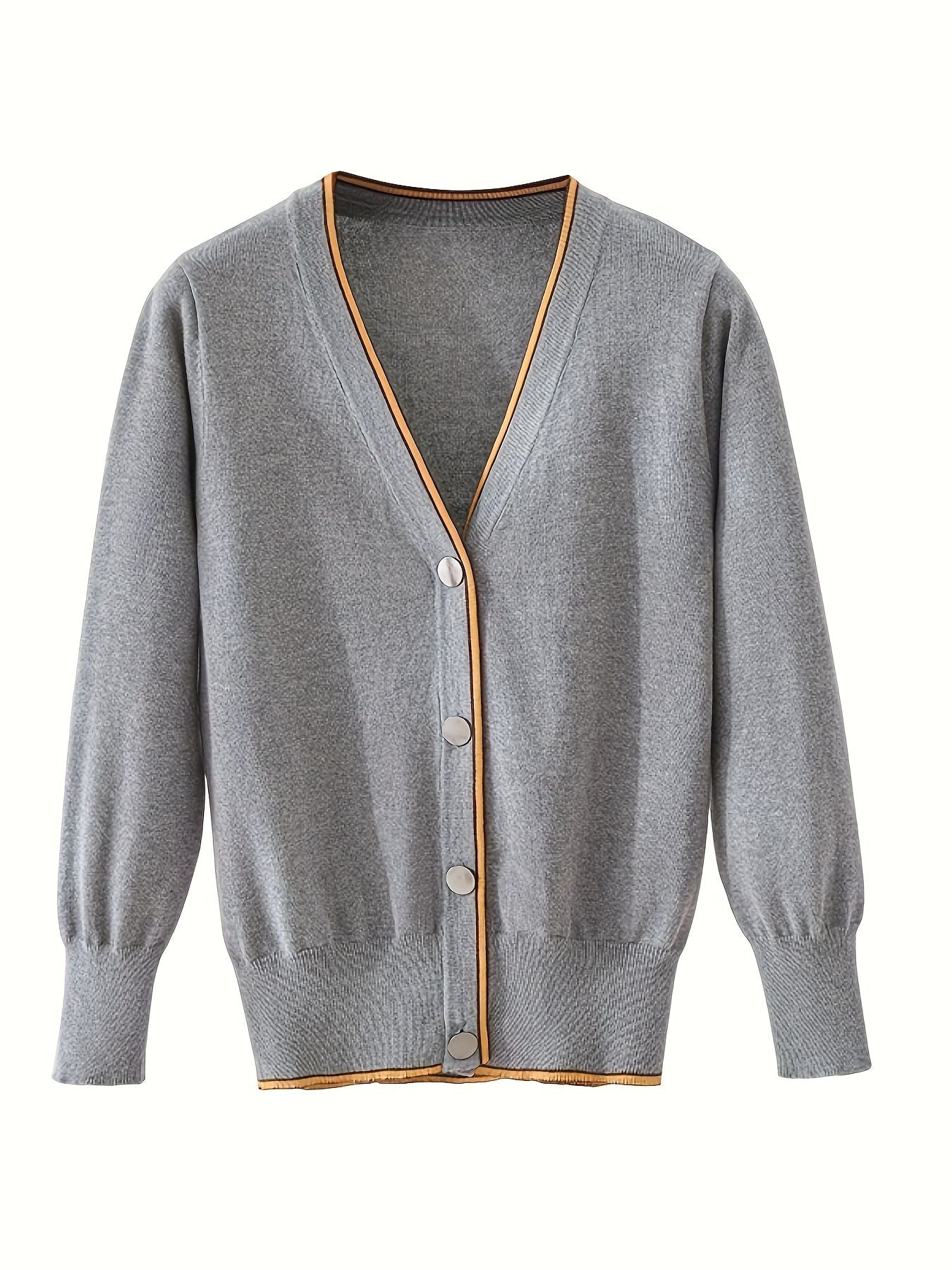 KS0022-DARK 100% Cotton Kids V-Neck Long sleeve Button Cardigan, Boys and Girls School Uniform Knitwear, Dark Grey, Size 130