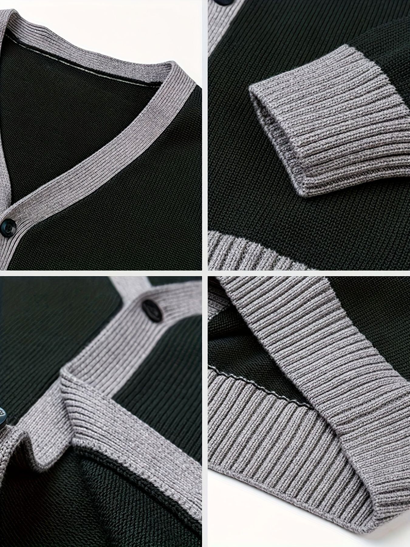 KS0034-DARK 100% Cotton Kids V-Neck Long sleeve Button Cardigan, Boys and Girls Knitwear, Dark Green, Size 120