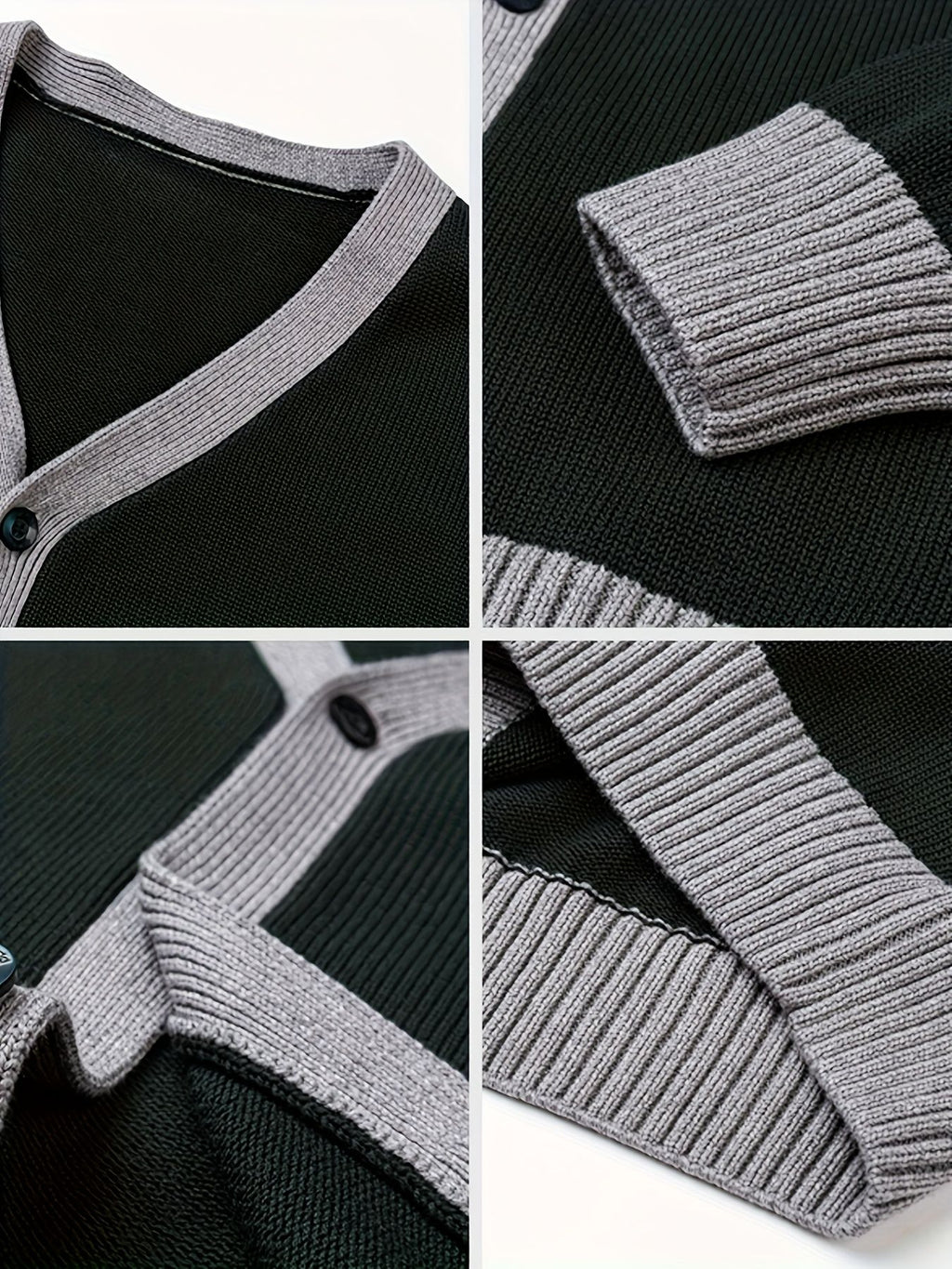KS0034-DARK 100% Cotton Kids V-Neck Long sleeve Button Cardigan, Boys and Girls Knitwear, Dark Green, Size 170