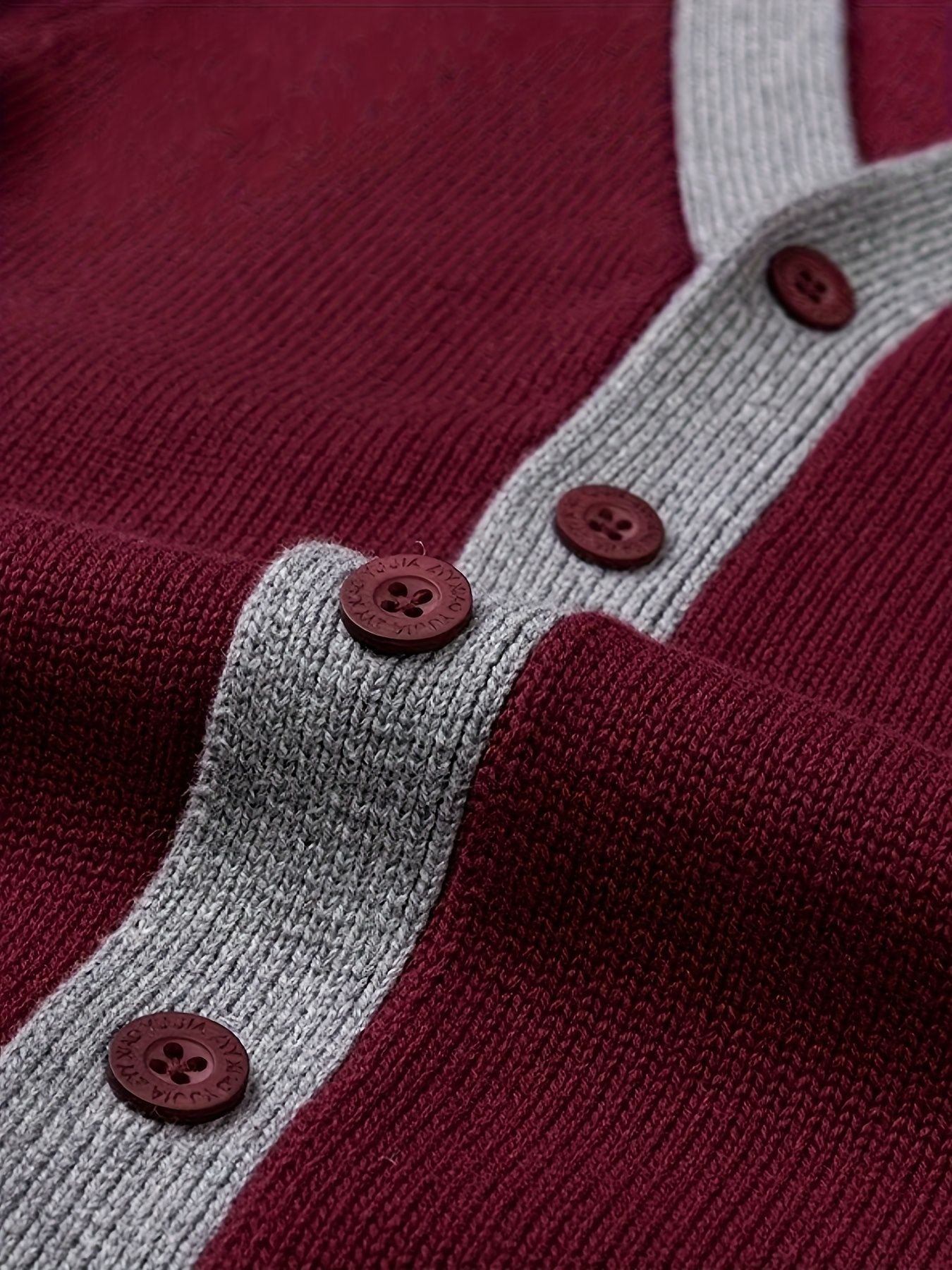 KS0034-WINE 100% Cotton Kids V-Neck Long sleeve Button Cardigan, Boys and Girls Knitwear, Wine Red, Size 170