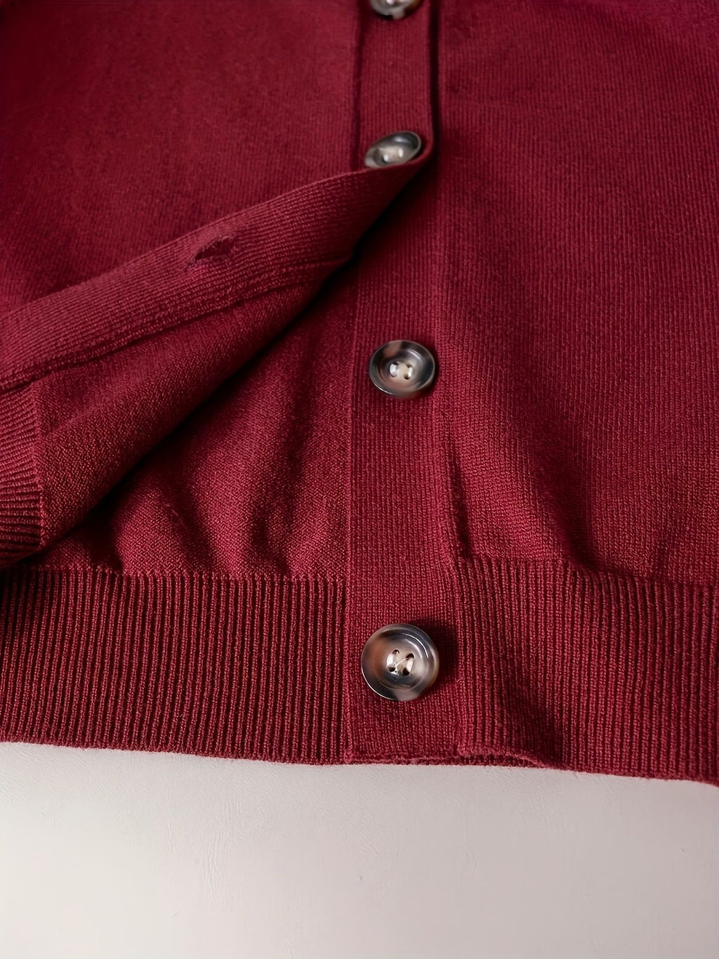 KS0036-WINE Soft Knit Blend Kids V-Neck Long sleeve Button Cardigan, Boys and Girls Knitwear, Wine Red, Size 120