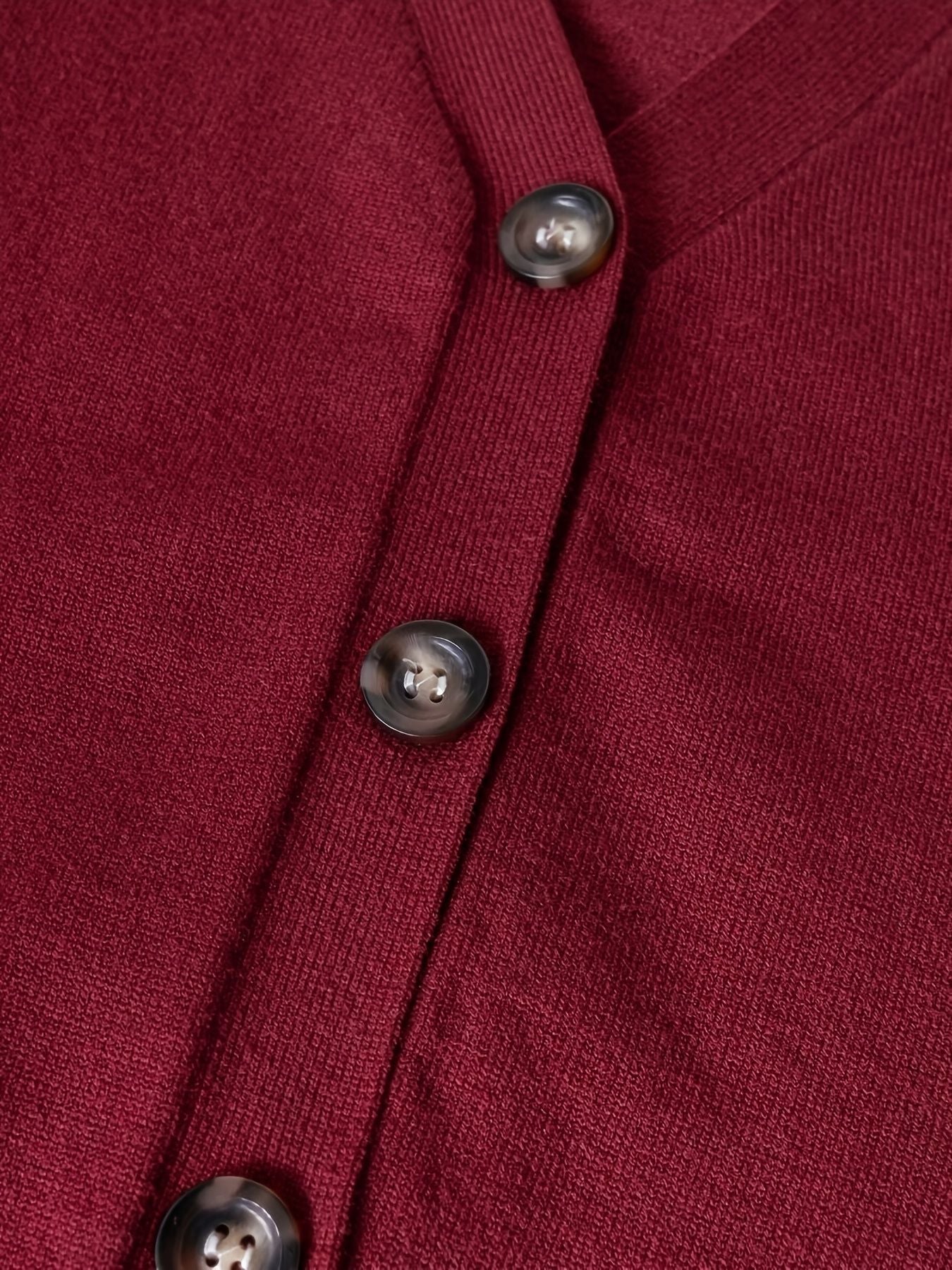 KS0036-WINE Soft Knit Blend Kids V-Neck Long sleeve Button Cardigan, Boys and Girls Knitwear, Wine Red, Size 130