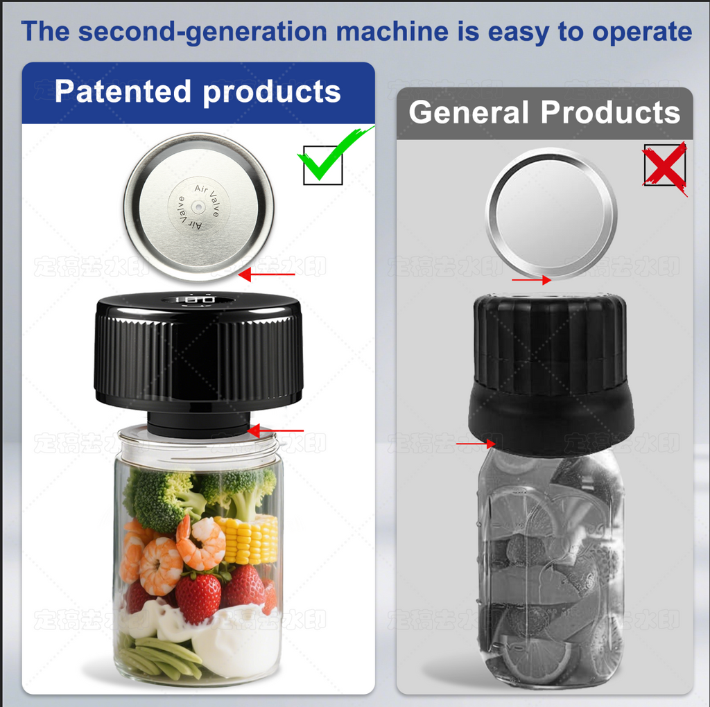 Portable Mason Jar Vacuum Sealer Black, Rechargeable Electric Jar Sealer with LED Display, One-Touch Operation, Type-C Charging, for Mason Jars, Vacuum Bags & Lunch Boxes