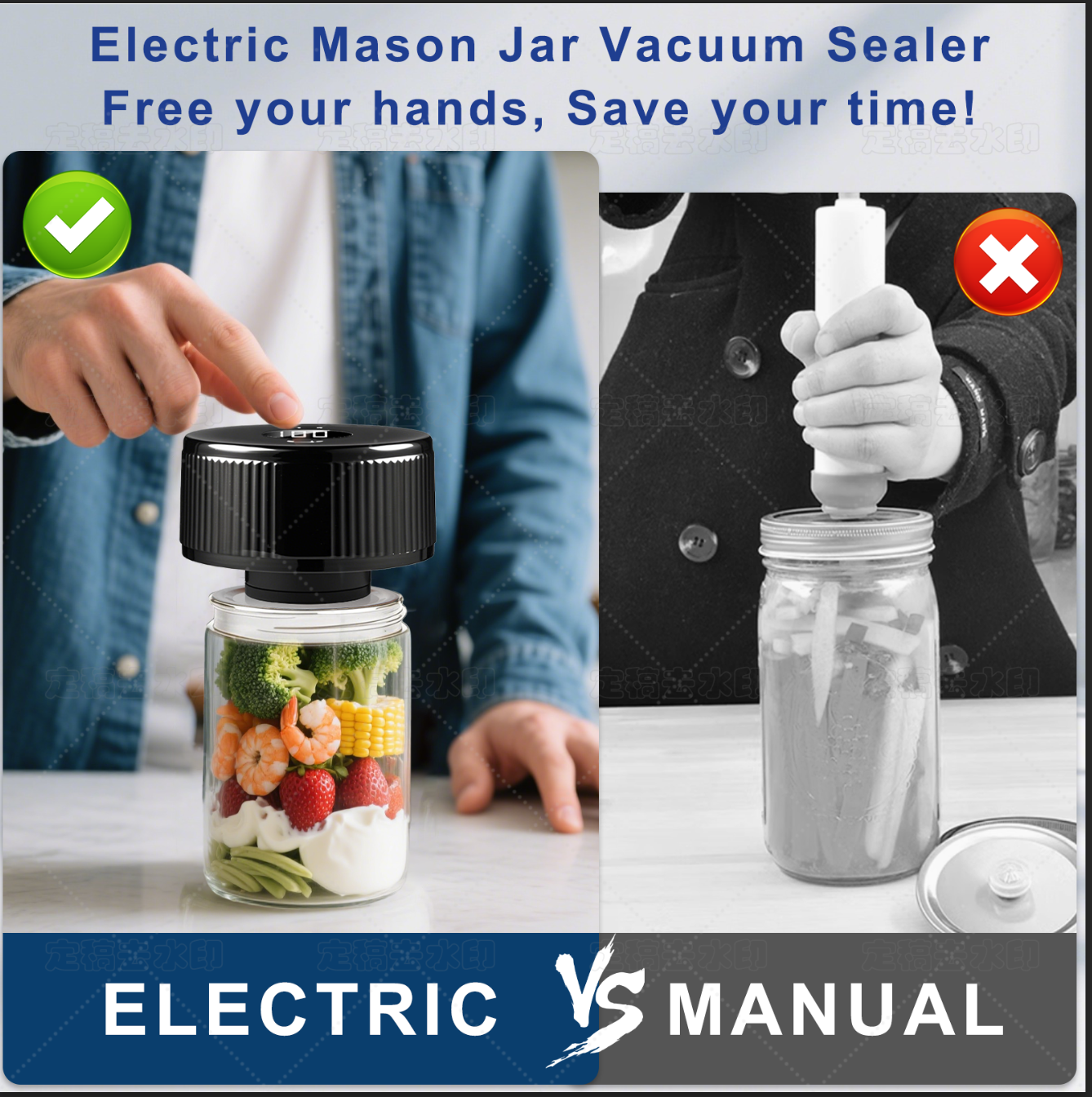 Portable Mason Jar Vacuum Sealer White, Rechargeable Electric Jar Sealer with LED Display, One-Touch Operation, Type-C Charging, for Mason Jars, Vacuum Bags & Lunch Boxes