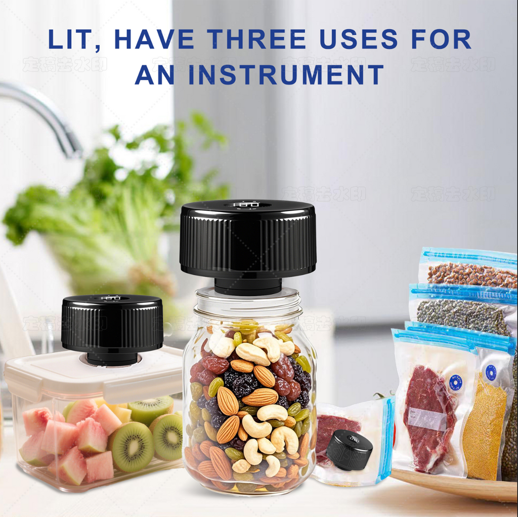 Portable Mason Jar Vacuum Sealer White, Rechargeable Electric Jar Sealer with LED Display, One-Touch Operation, Type-C Charging, for Mason Jars, Vacuum Bags & Lunch Boxes