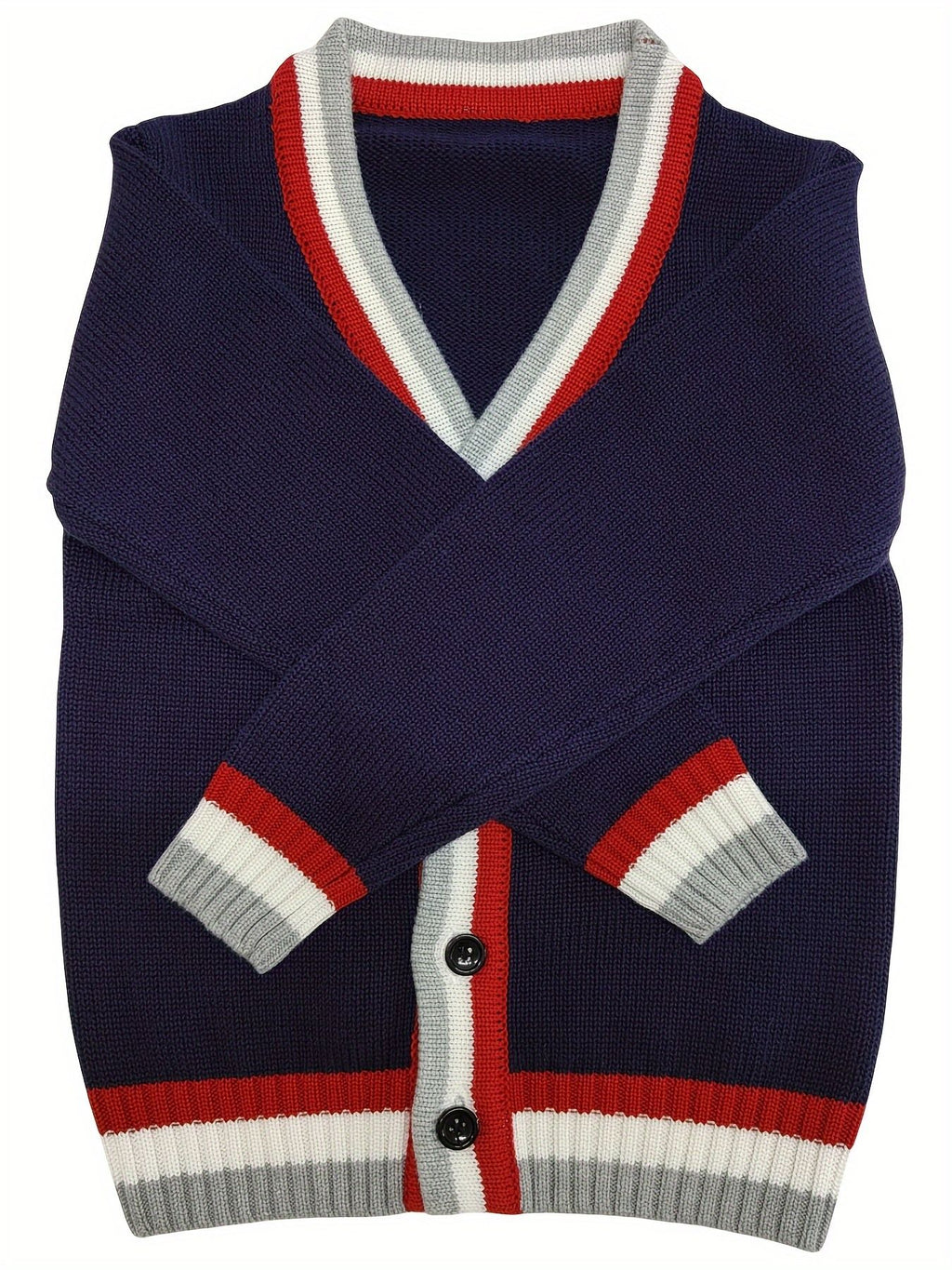 SW013-R 100% Cotton Kids V-Neck Long sleeve Button Cardigan, Boys and Girls School Uniform Knitwear, R, Size 110