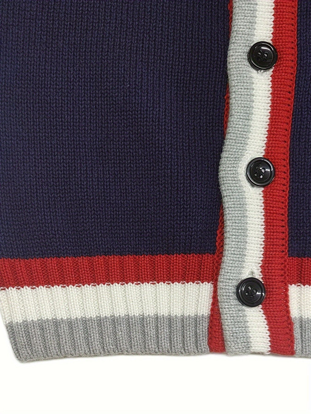 SW013-R 100% Cotton Kids V-Neck Long sleeve Button Cardigan, Boys and Girls School Uniform Knitwear, R, Size 110