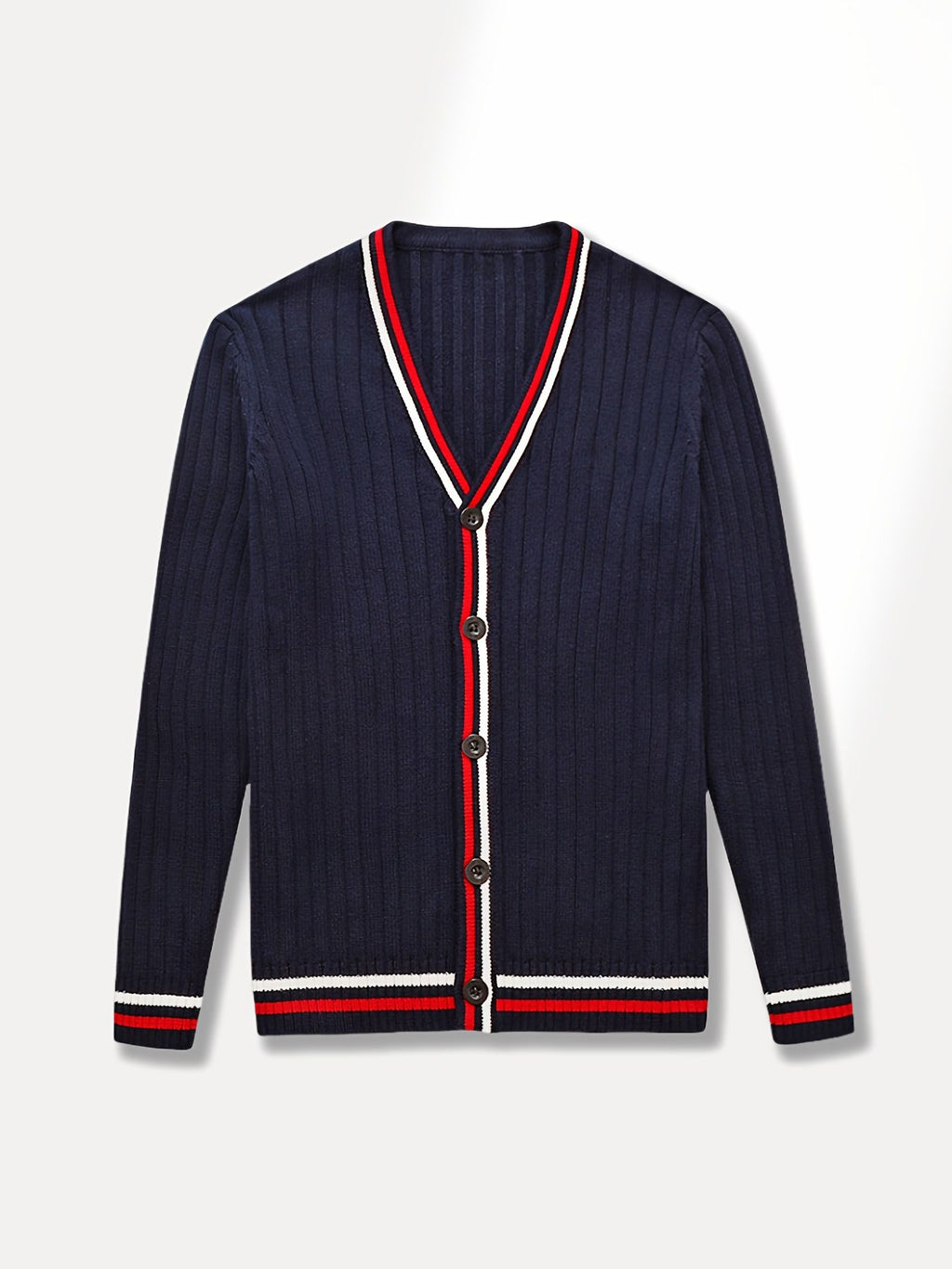 SW016-R 100% Cotton Kids V-Neck Long sleeve Button Cardigan, Boys and Girls School Uniform Knitwear, R, Size 110