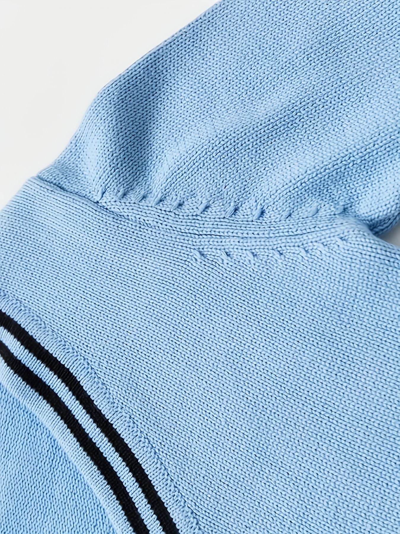 SW017 100% Cotton Kids V-Neck Long sleeve Button Cardigan, Boys and Girls School Uniform Knitwear, Steel Blue, Size 110