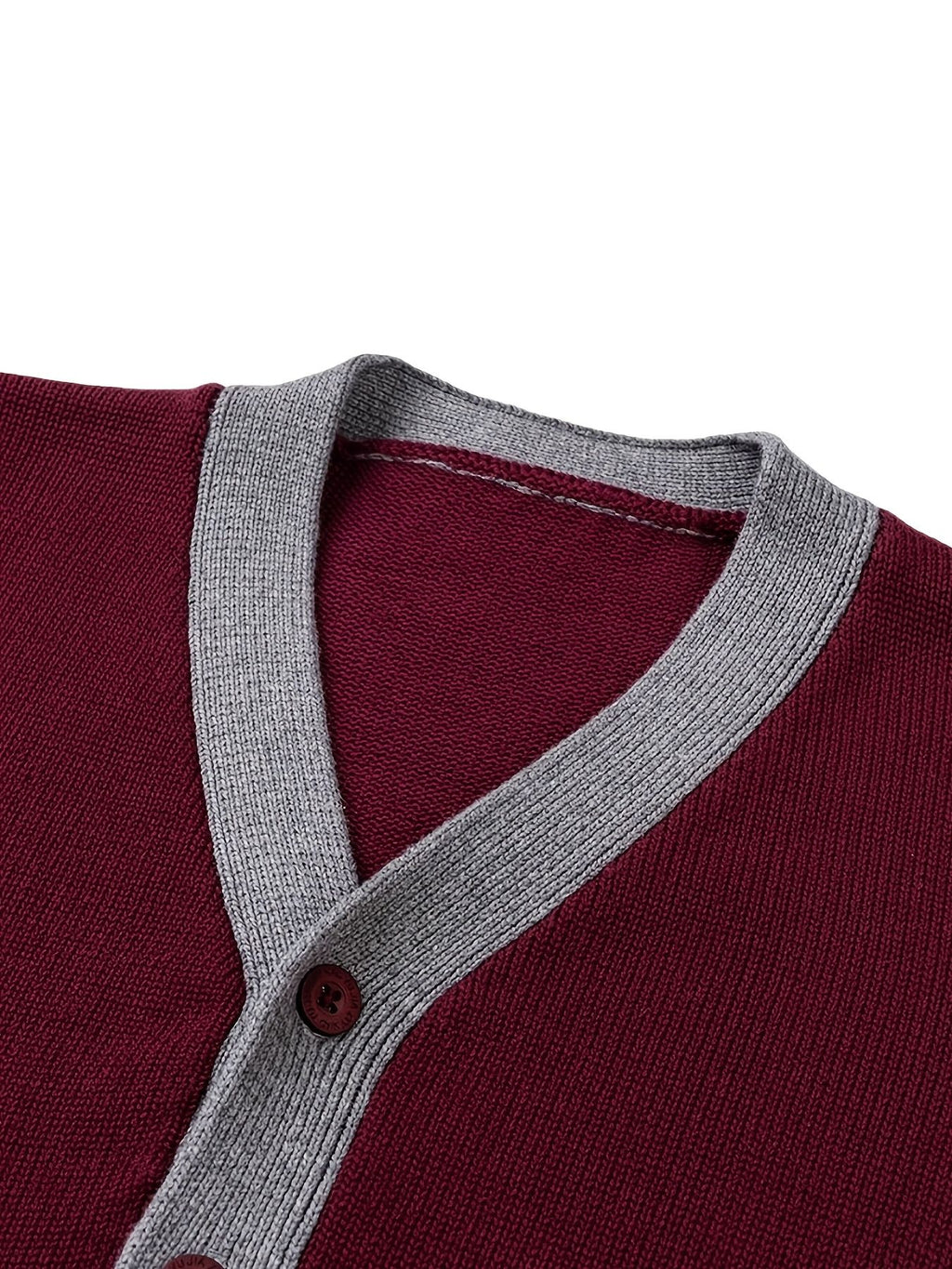 SW020 100% Cotton Kids V-Neck Long sleeve Button Cardigan, Boys and Girls School Uniform Knitwear, Scarlet, Size 110