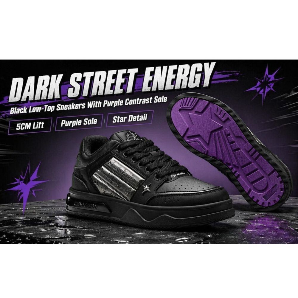 Black Metal Star Skate Shoes for Men Women, Black Purple Contrast Sole Platform Sneakers, Vintage Streetwear Mid Top Casual Walking Shoes AU Men Size 6