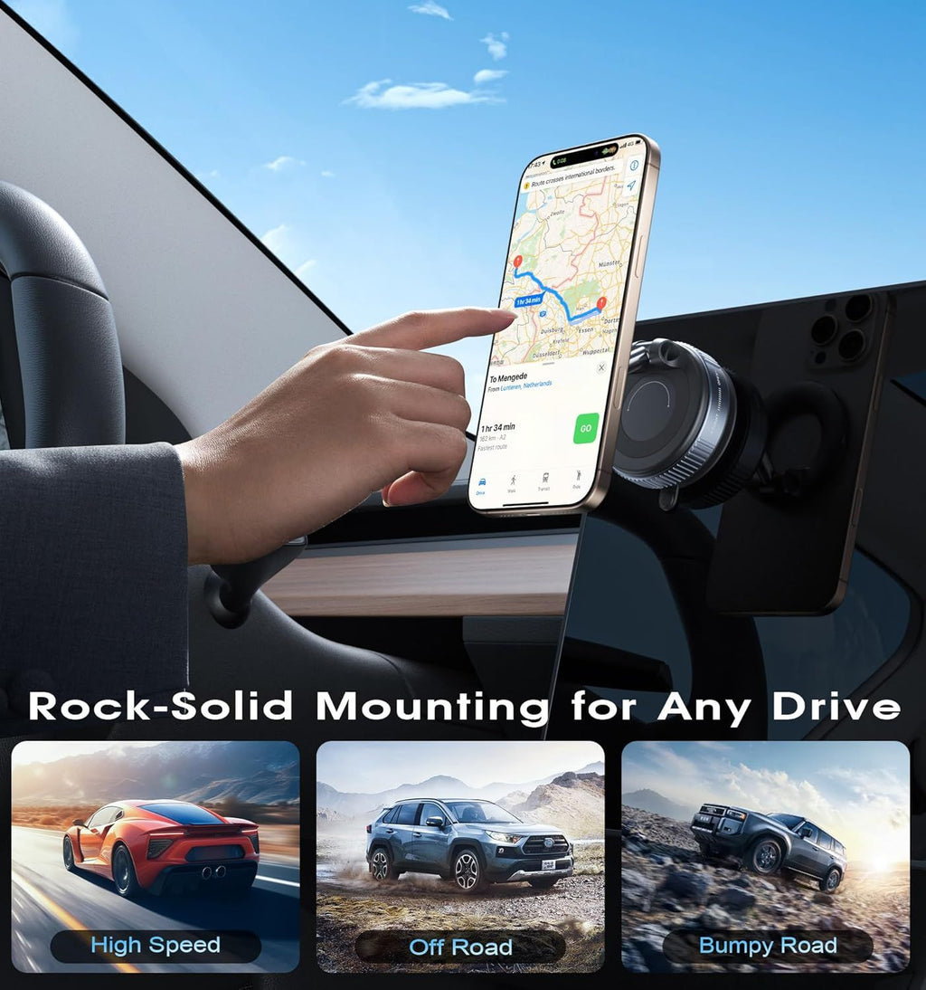 Magnetic Car Phone Holder 360 Vacuum Suction Mount for MagSafe iPhone Android