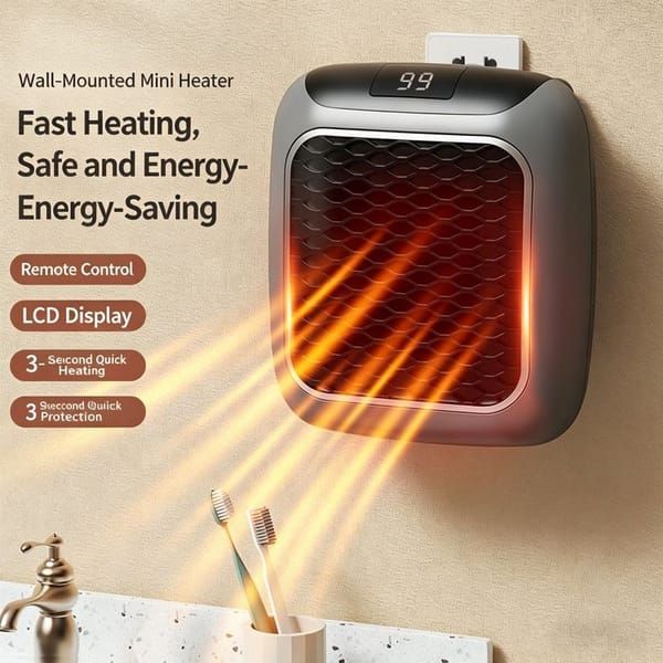 Plug-in Wall Mount PTC Ceramic Space Heater with Remote Control & LED Digital Display, 400W/800W Adjustable Thermostat Portable Electric Heater with Overheat & Tip-Over Protection for Bedroom Bathroom Office Indoor Use, AU 240V Plug