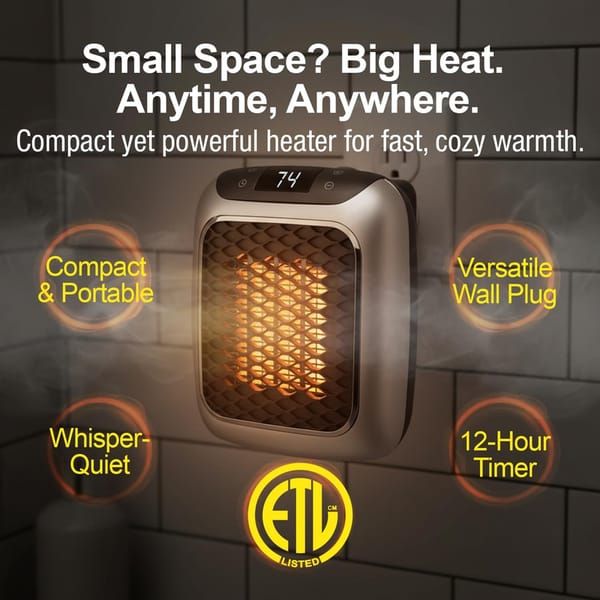 Plug-in Wall Mount PTC Ceramic Space Heater with Remote Control & LED Digital Display, 400W/800W Adjustable Thermostat Portable Electric Heater with Overheat & Tip-Over Protection for Bedroom Bathroom Office Indoor Use, AU 240V Plug