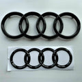Gloss Black Audi Rings Emblem Set, Front 273mm + Rear 192mm Black Badge Replacement Kit for Audi A1 A3 A4 A5 Models