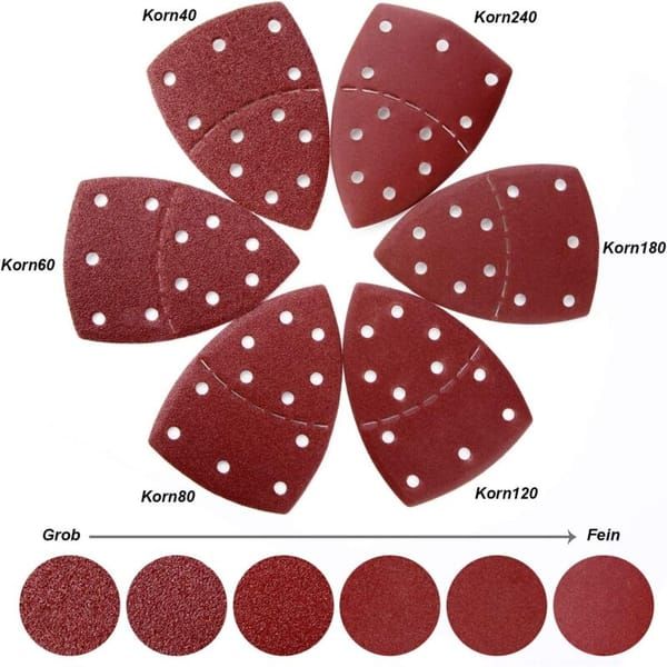 60pcs Triangle Sanding Pads for Bosch PSM 100A / PSM 160 / PSM 200 AES / PSM 18 / PDA 180, 105×152mm Hook & Loop Sandpaper Assorted Grit 40/60/80/100/120/180 for Multi-Sander
