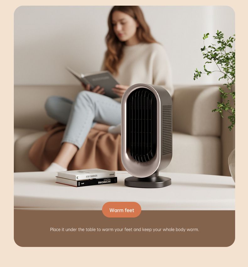Desktop Vertical Space Heater with Remote Control, Fast Heating PTC Electric Fan Heater, Portable Mini Winter Electric Space Heater for Bedroom Office Home Indoor Heating（White）