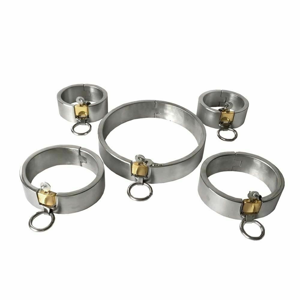 House Of Dasein Stainless Steel Locking Bdsm Handcuffs Collar Shackles Restraints Kit - Female