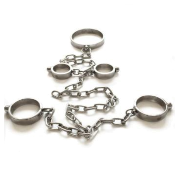 House Of Dasein Metal Restraints Set Stainless Steel Locking Collar Cuffs Kit Bdsm - Female