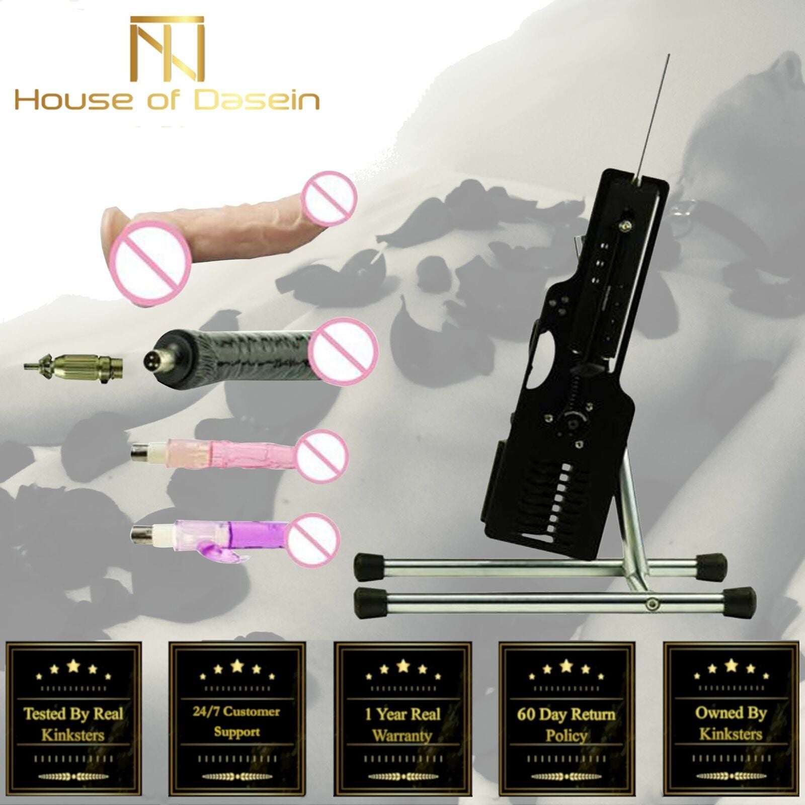 House Of Dasein F11 Powerful Quiet Sex Machine Wireless Control Premium Love 4 Dildos - Black