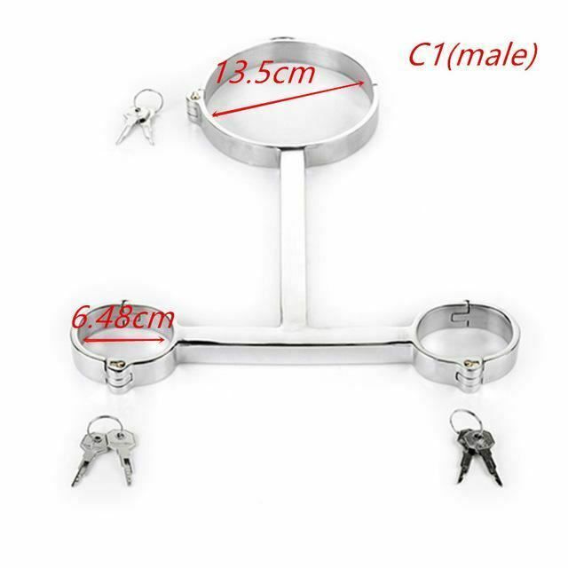 House Of Dasein Metal Spreader Bar Cuffs Collar Bondage Restraint Kits Slave Shackles Set Bdsm - Skin - C1 Male