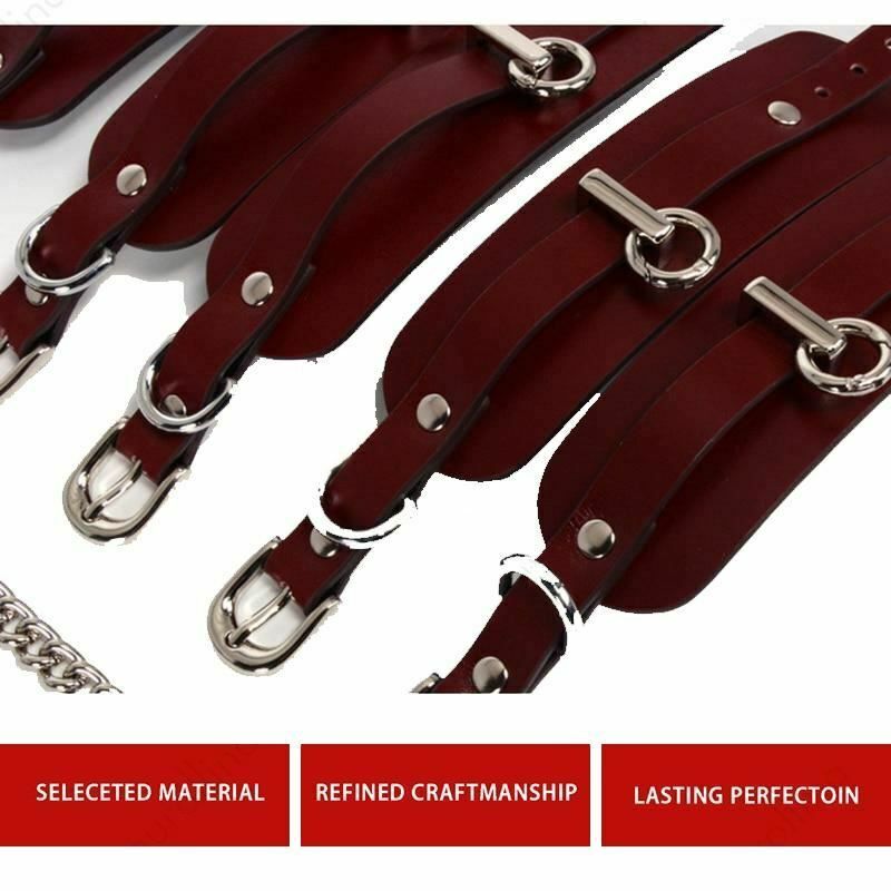 House Of Dasein Genuine Leather Bondage Bdsm Luxury Restraints Kit Kitten Mask Leash - Silver