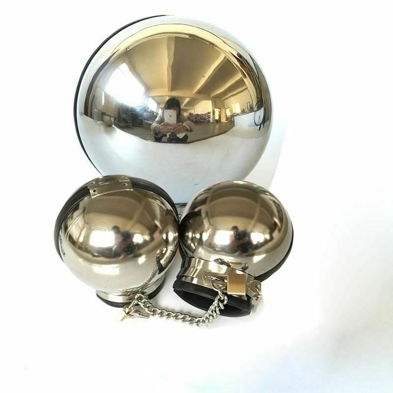 House Of Dasein 3Pcs Stainless Steel Bondage Hood Ball Cuffs Sensory Deprivation Restraints Bdsm - Pink - Male