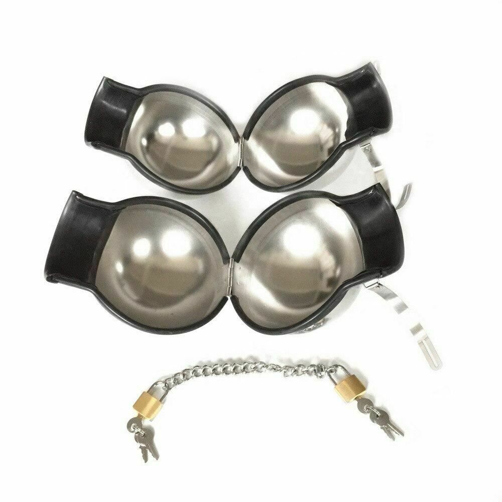 House Of Dasein 3Pcs Stainless Steel Bondage Hood Ball Cuffs Sensory Deprivation Restraints Bdsm - Black - Male