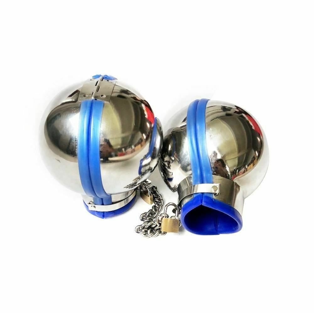 House Of Dasein 3Pcs Stainless Steel Bondage Hood Ball Cuffs Sensory Deprivation Restraints Bdsm - Blue - Male